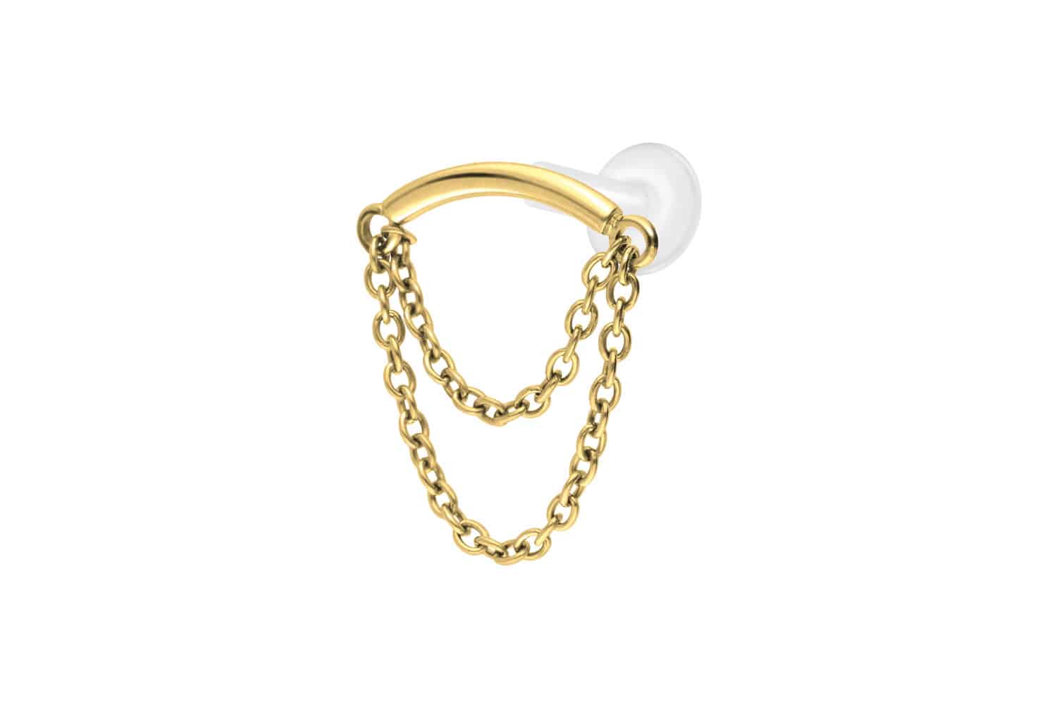 PTFE Labret Piercing mit Innengewinde + Titan-Aufsatz BOGEN + 2 KETTEN